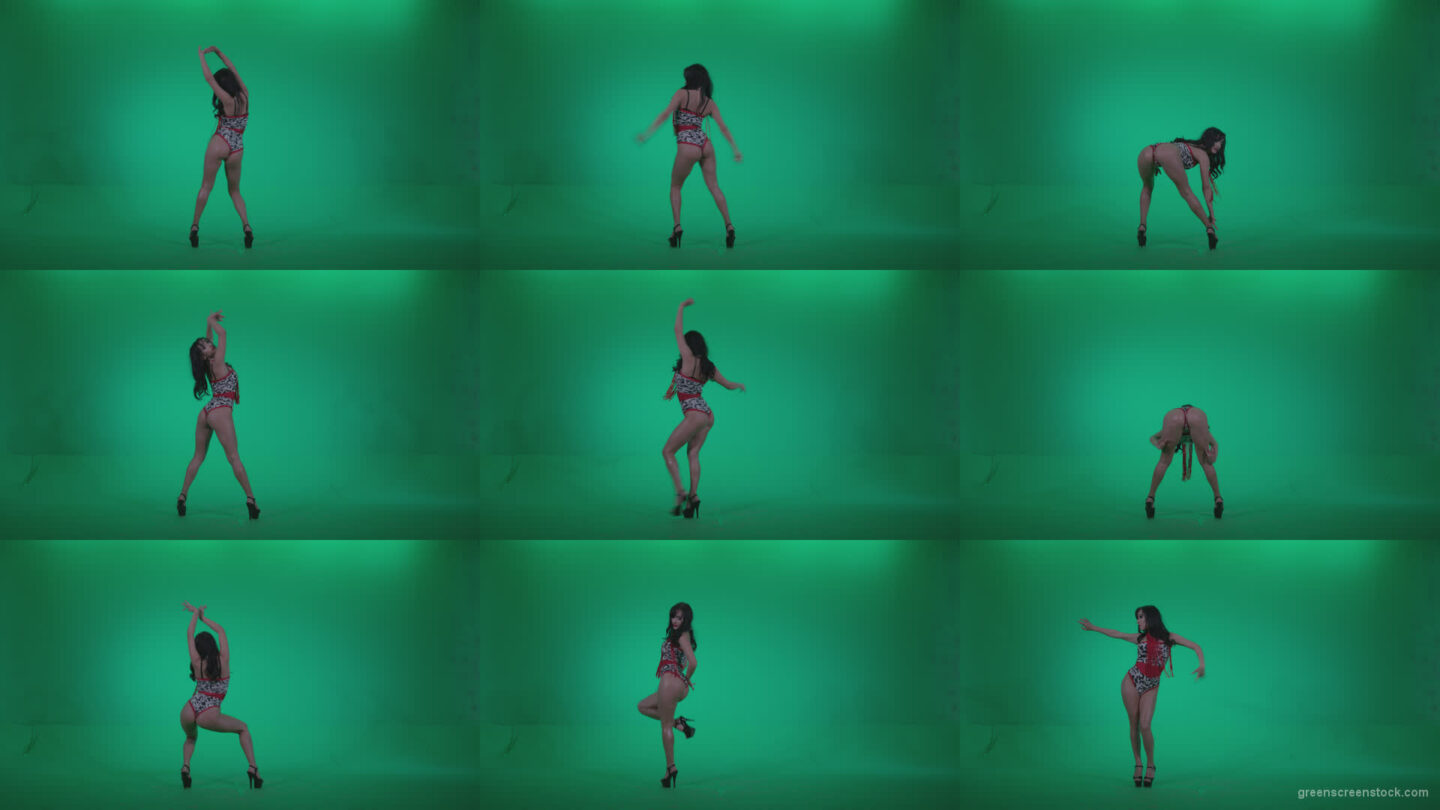 Go-go-Dancer-Red-Dress-r3-Green-Screen-Video-Footage Green Screen Stock
