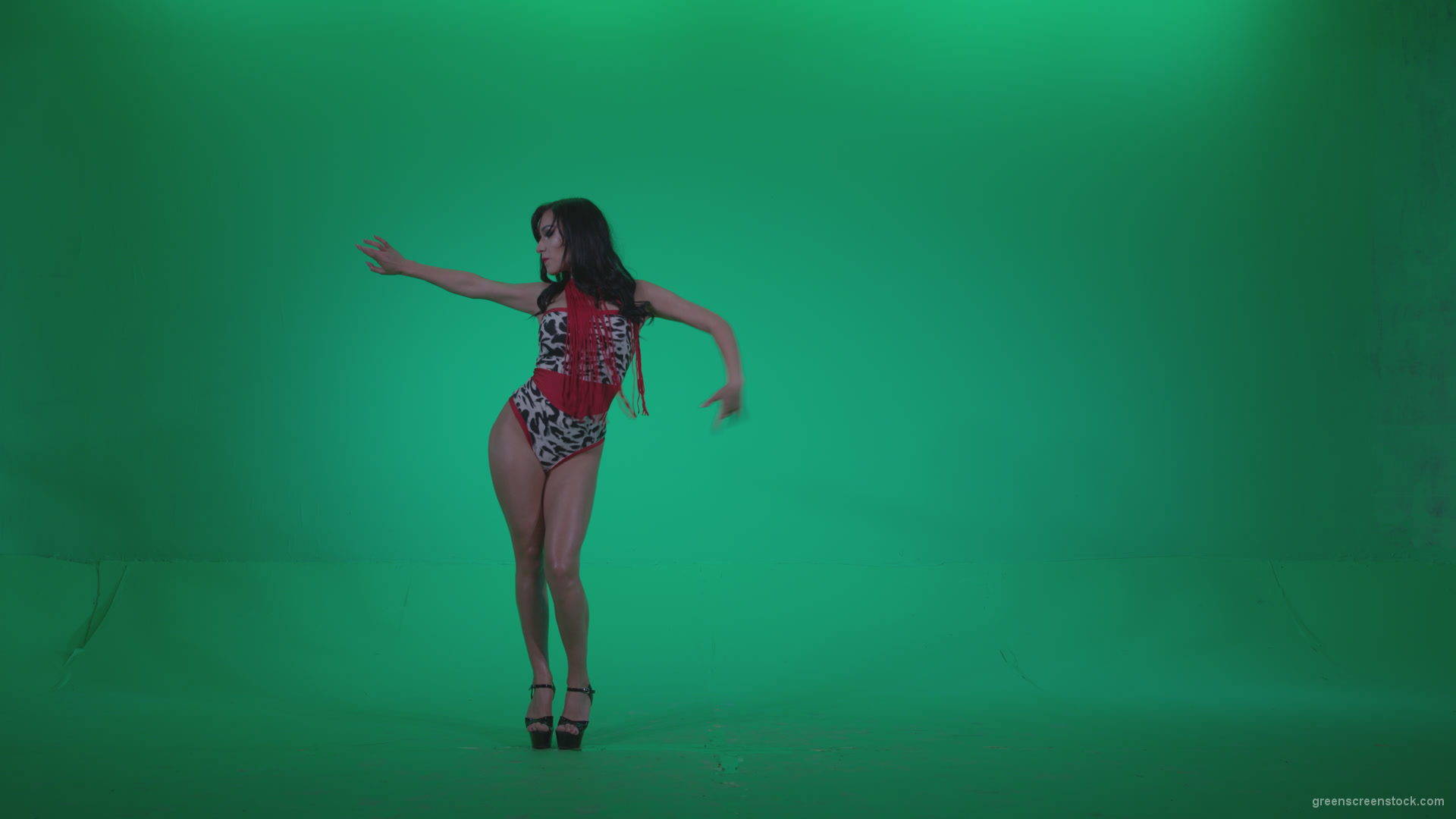 Go-go-Dancer-Red-Dress-r3-Green-Screen-Video-Footage_009 Green Screen Stock