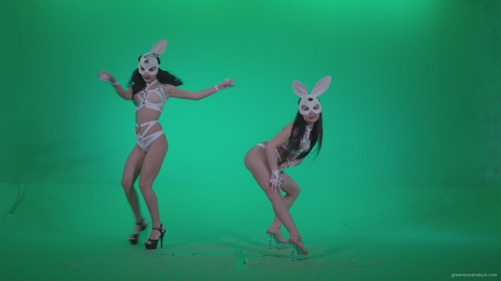 Go-go-Dancer-White-Rabbit-m1-Green-Screen-Video-Footage_005 Green Screen Stock
