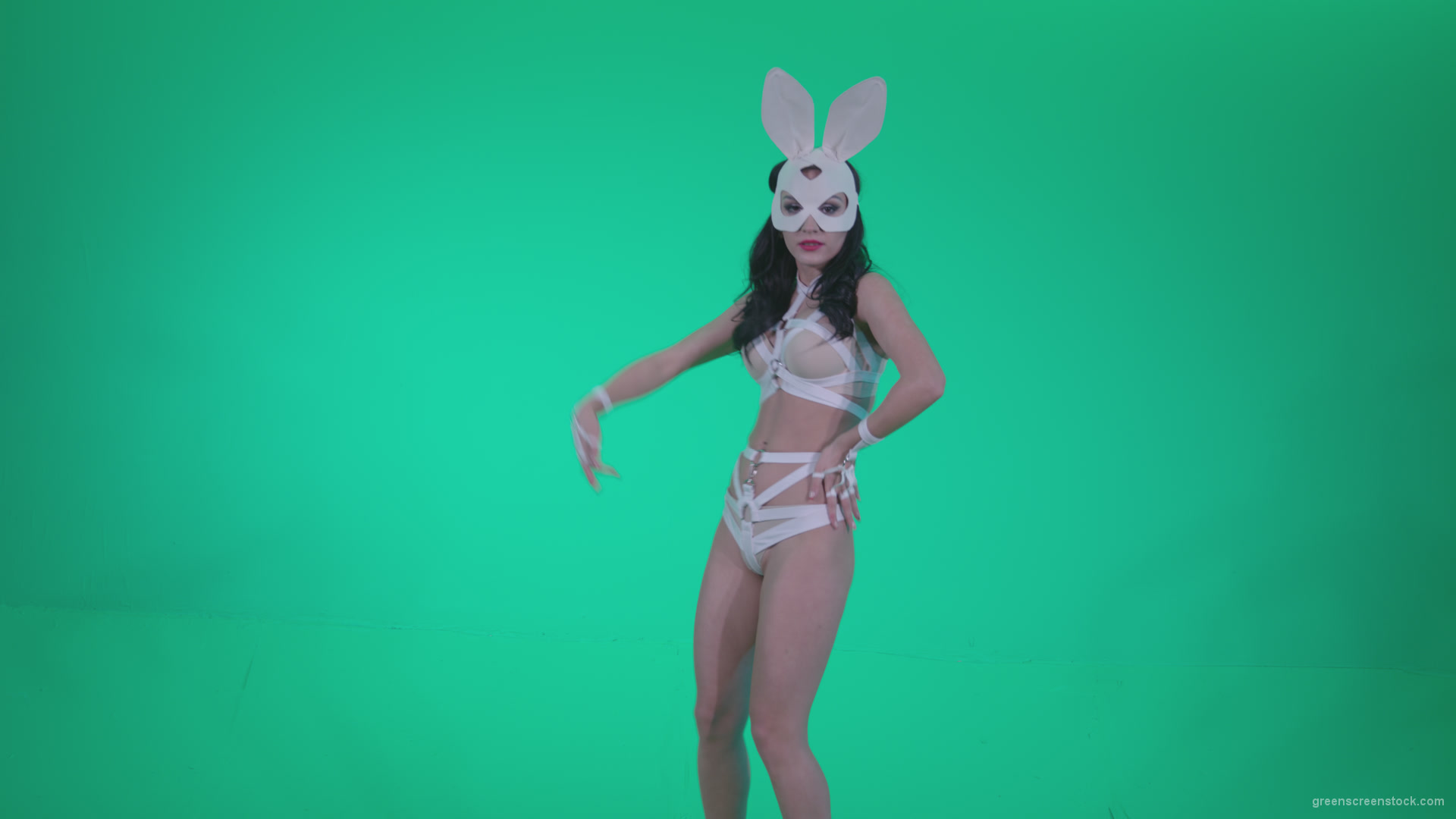 Go-go-Dancer-White-Rabbit-m11-Green-Screen-Video-Footage_001 Green Screen Stock