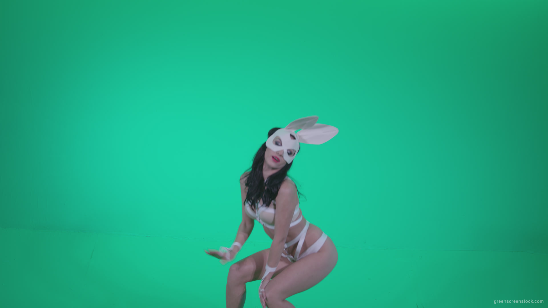 Go-go-Dancer-White-Rabbit-m11-Green-Screen-Video-Footage_002 Green Screen Stock