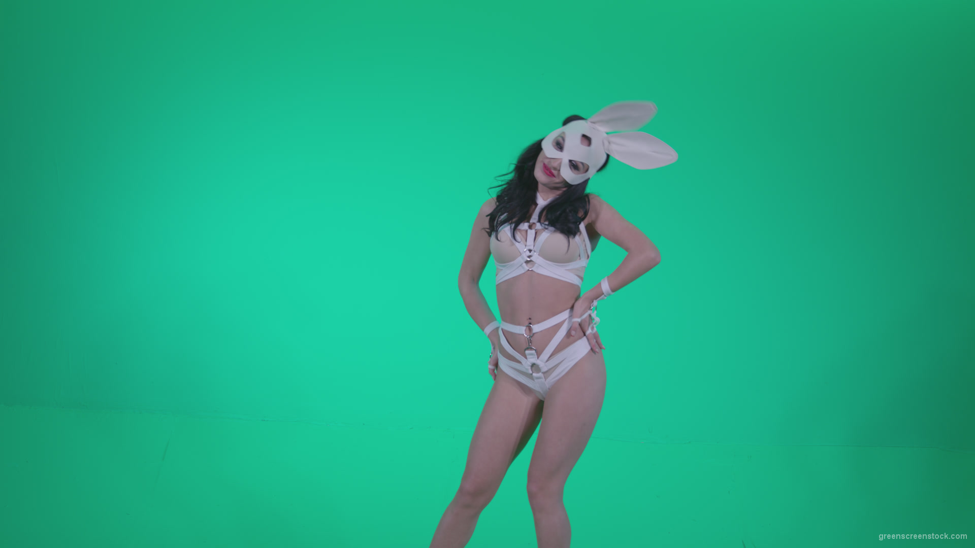 Go-go-Dancer-White-Rabbit-m11-Green-Screen-Video-Footage_005 Green Screen Stock