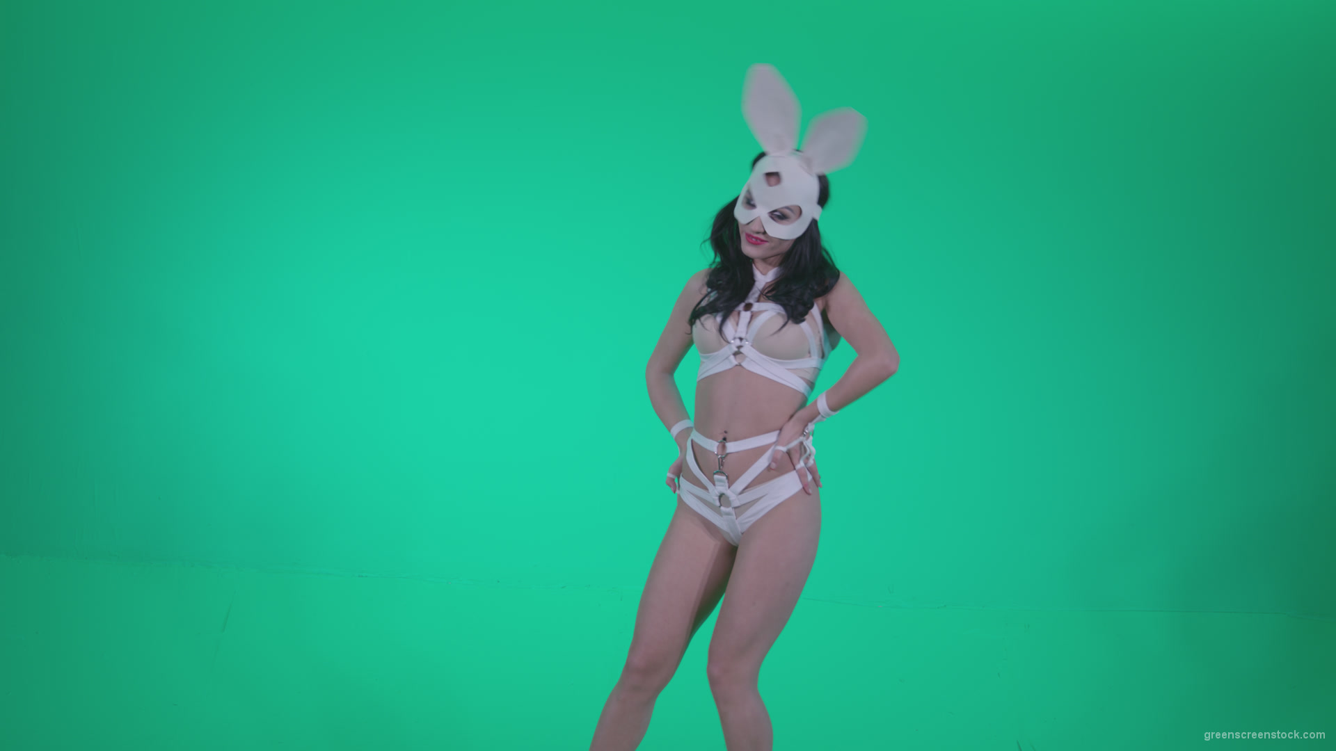 Go-go-Dancer-White-Rabbit-m11-Green-Screen-Video-Footage_006 Green Screen Stock
