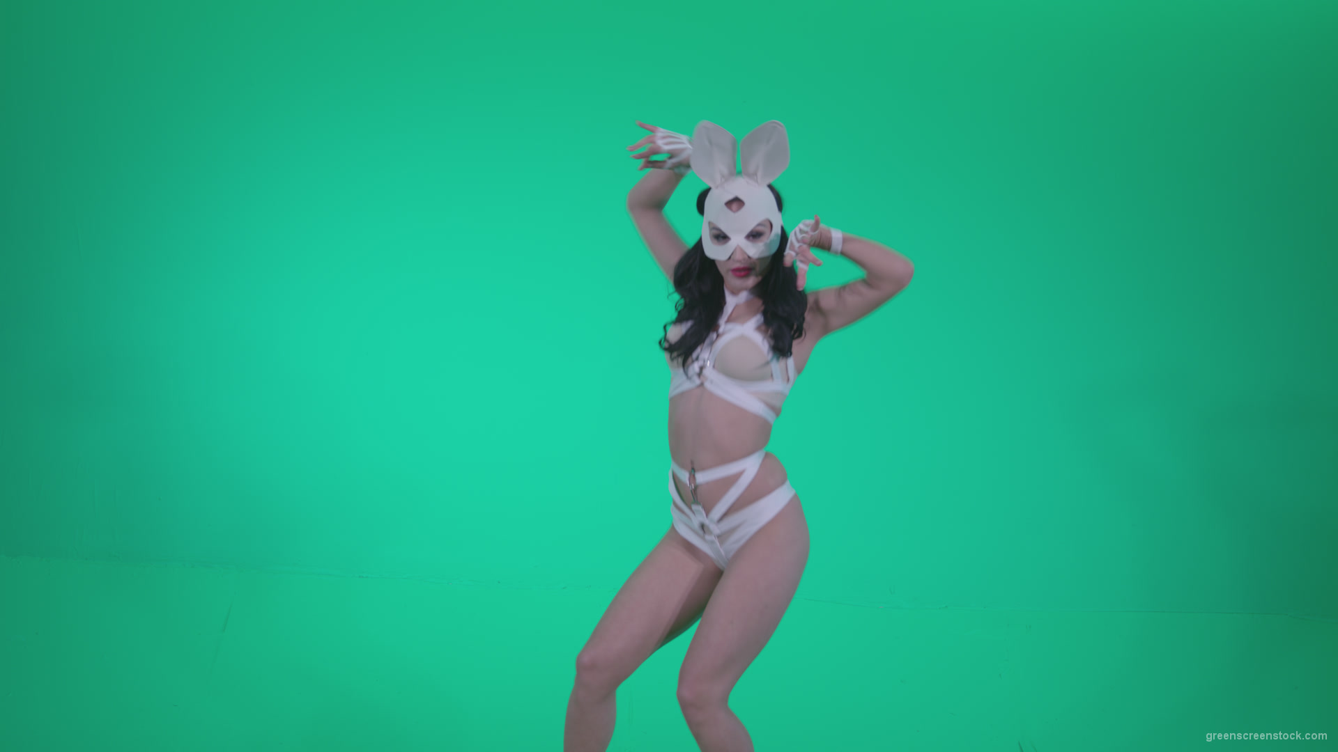 Go-go-Dancer-White-Rabbit-m11-Green-Screen-Video-Footage_007 Green Screen Stock