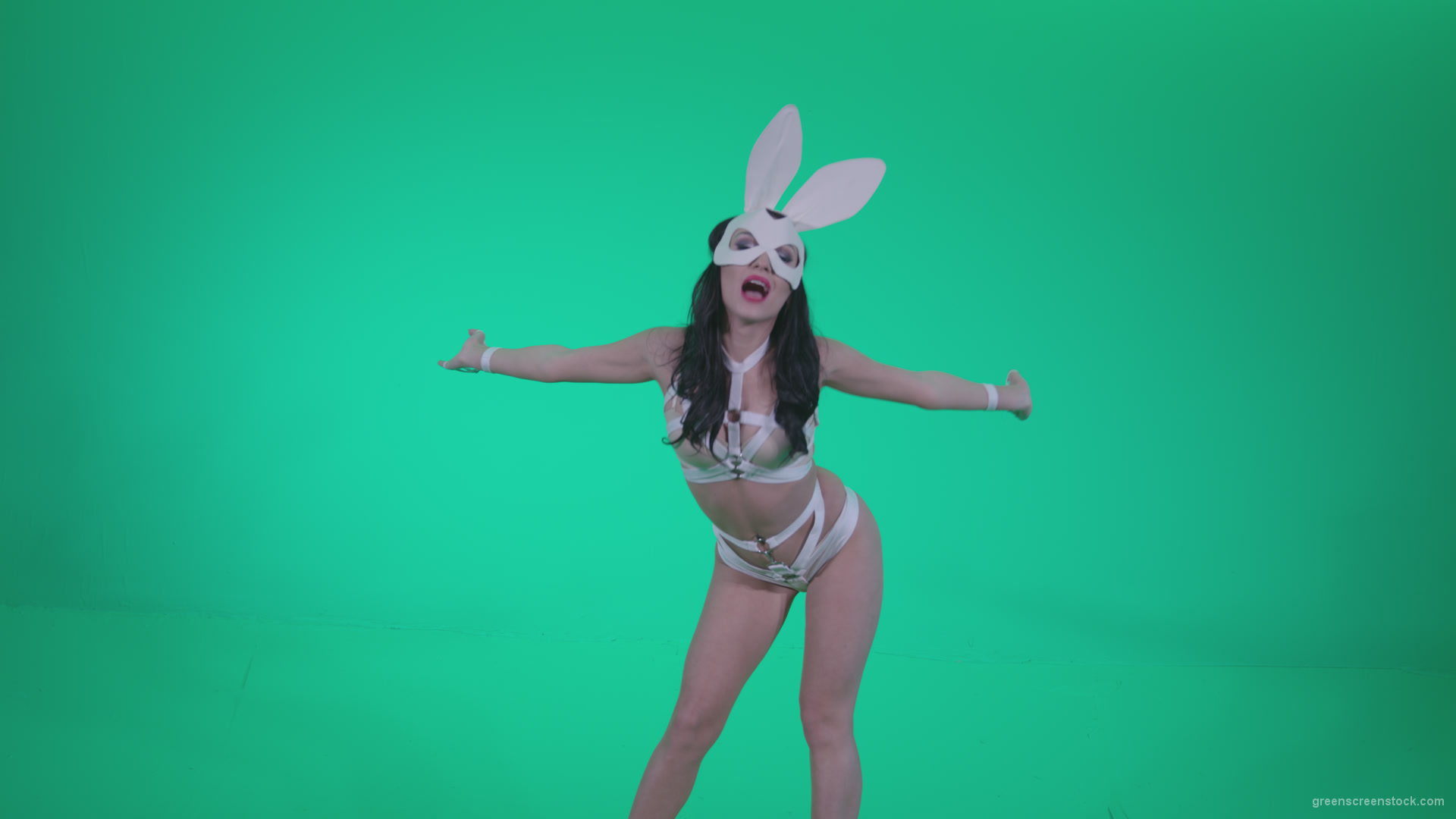 Go-go-Dancer-White-Rabbit-m11-Green-Screen-Video-Footage_009 Green Screen Stock