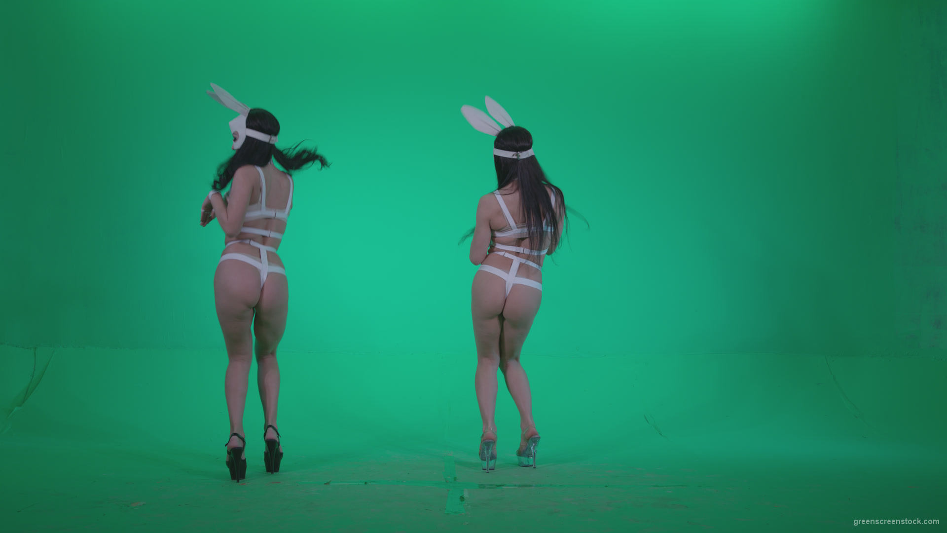 Go-go-Dancer-White-Rabbit-m2-Green-Screen-Video-Footage_006 Green Screen Stock