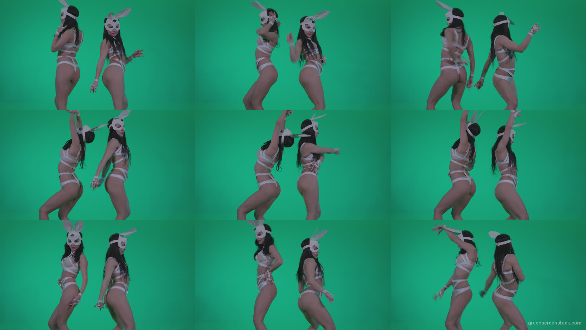 Go-go-Dancer-White-Rabbit-m6-Green-Screen-Video-Footage Green Screen Stock