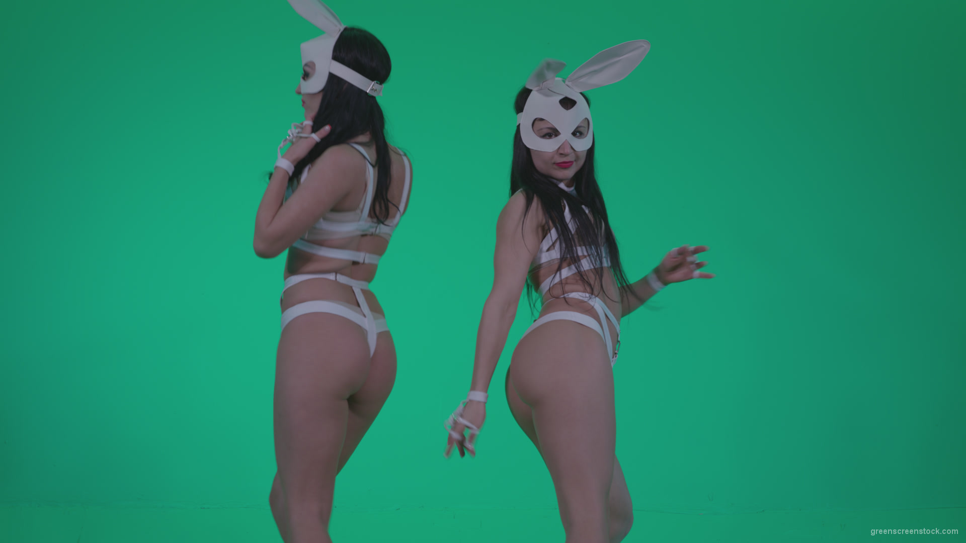 Go-go-Dancer-White-Rabbit-m6-Green-Screen-Video-Footage_001 Green Screen Stock
