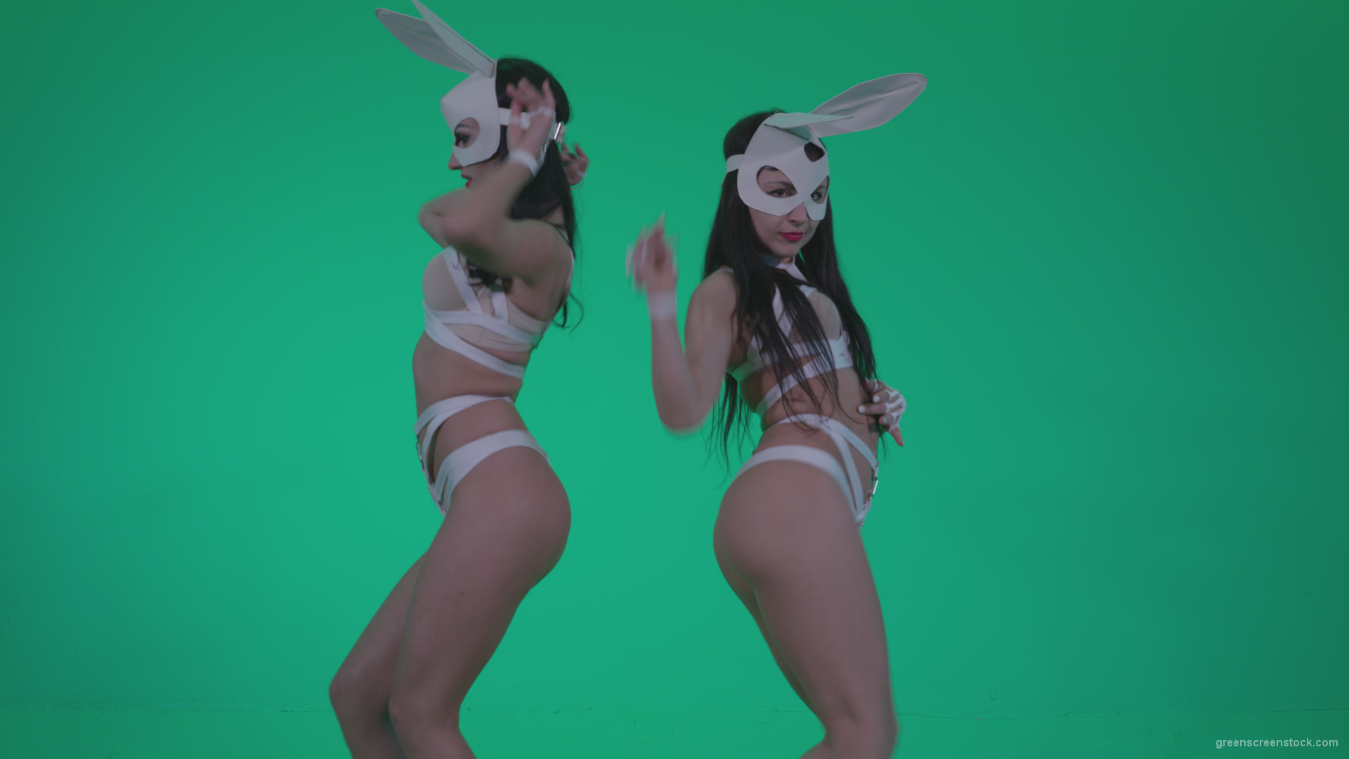 Go-go-Dancer-White-Rabbit-m6-Green-Screen-Video-Footage_002 Green Screen Stock