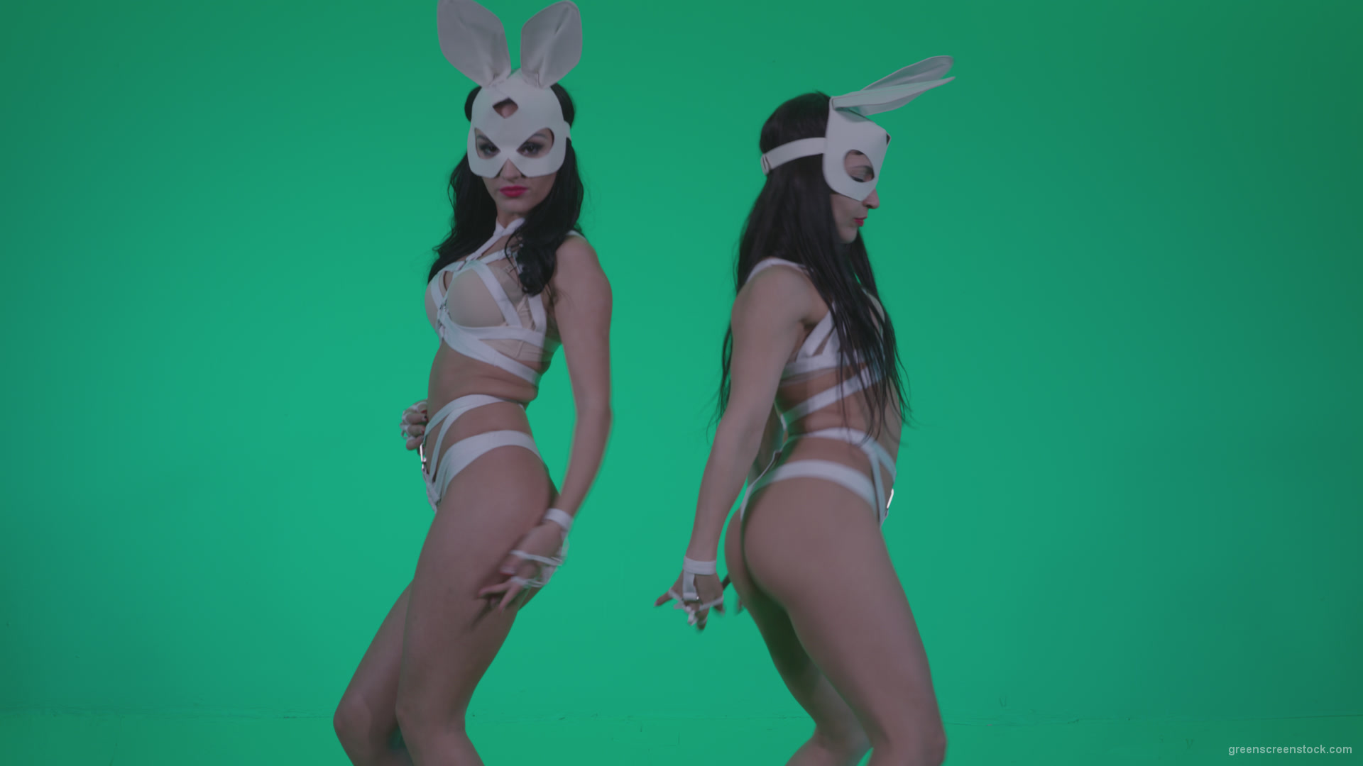 Go-go-Dancer-White-Rabbit-m6-Green-Screen-Video-Footage_007 Green Screen Stock
