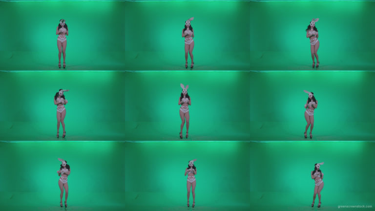 Go-go-Dancer-White-Rabbit-m7-Green-Screen-Video-Footage Green Screen Stock