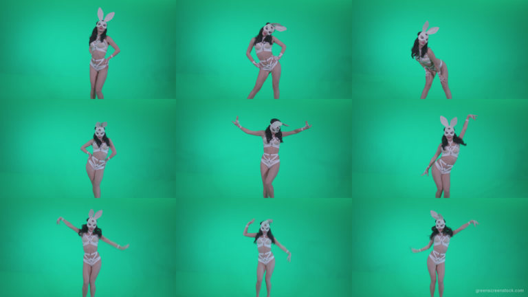 Go-go-Dancer-White-Rabbit-m9-Green-Screen-Video-Footage Green Screen Stock