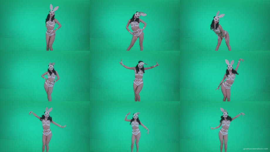 Go-go-Dancer-White-Rabbit-m9-Green-Screen-Video-Footage Green Screen Stock