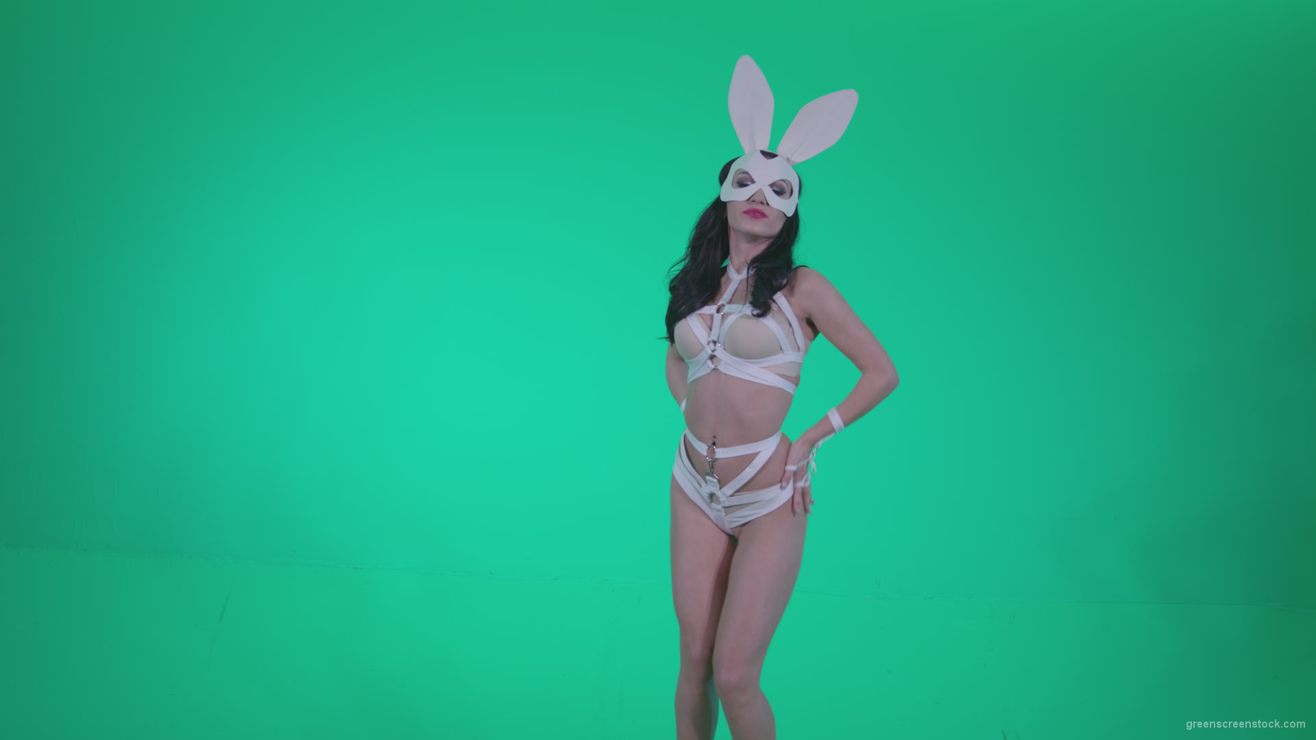 Go-go-Dancer-White-Rabbit-m9-Green-Screen-Video-Footage_001 Green Screen Stock