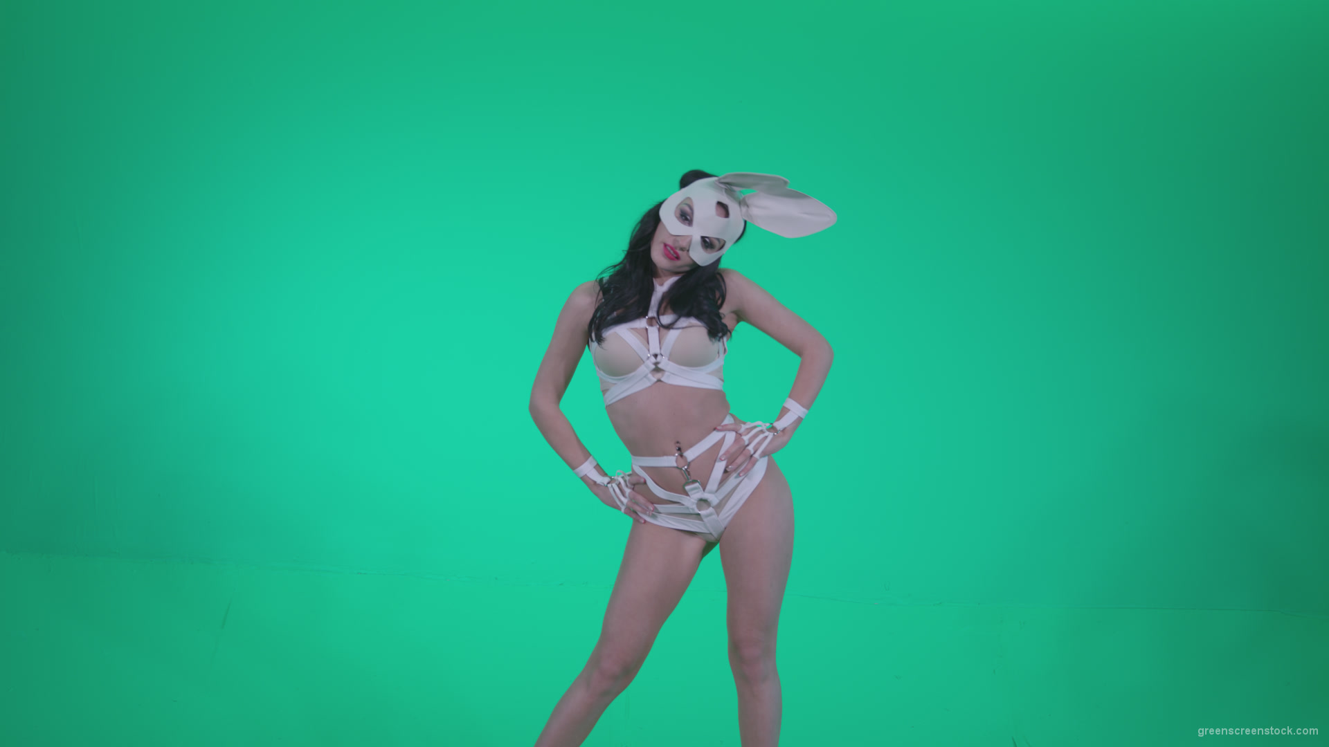 Go-go-Dancer-White-Rabbit-m9-Green-Screen-Video-Footage_002 Green Screen Stock