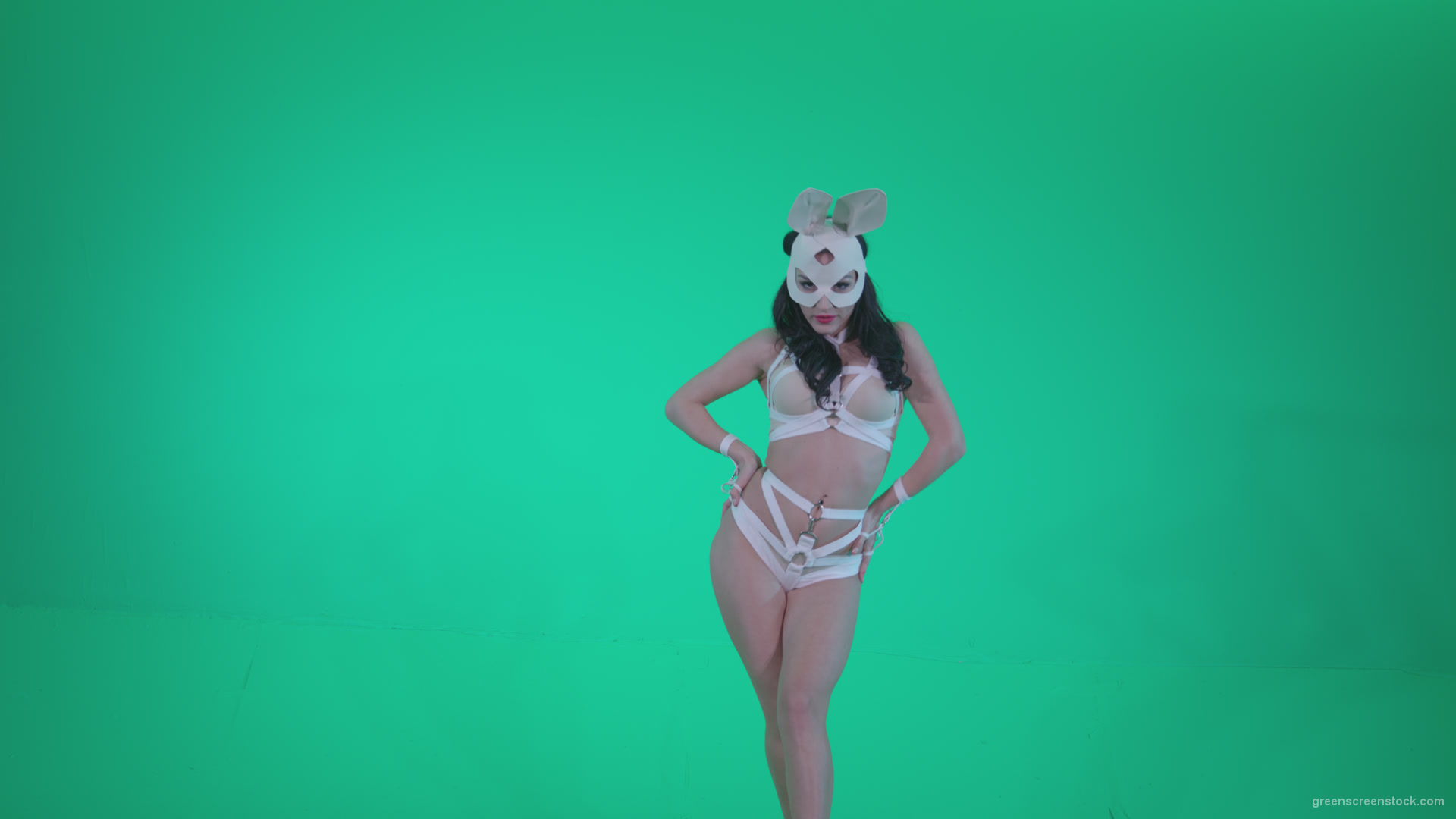 Go-go-Dancer-White-Rabbit-m9-Green-Screen-Video-Footage_004 Green Screen Stock