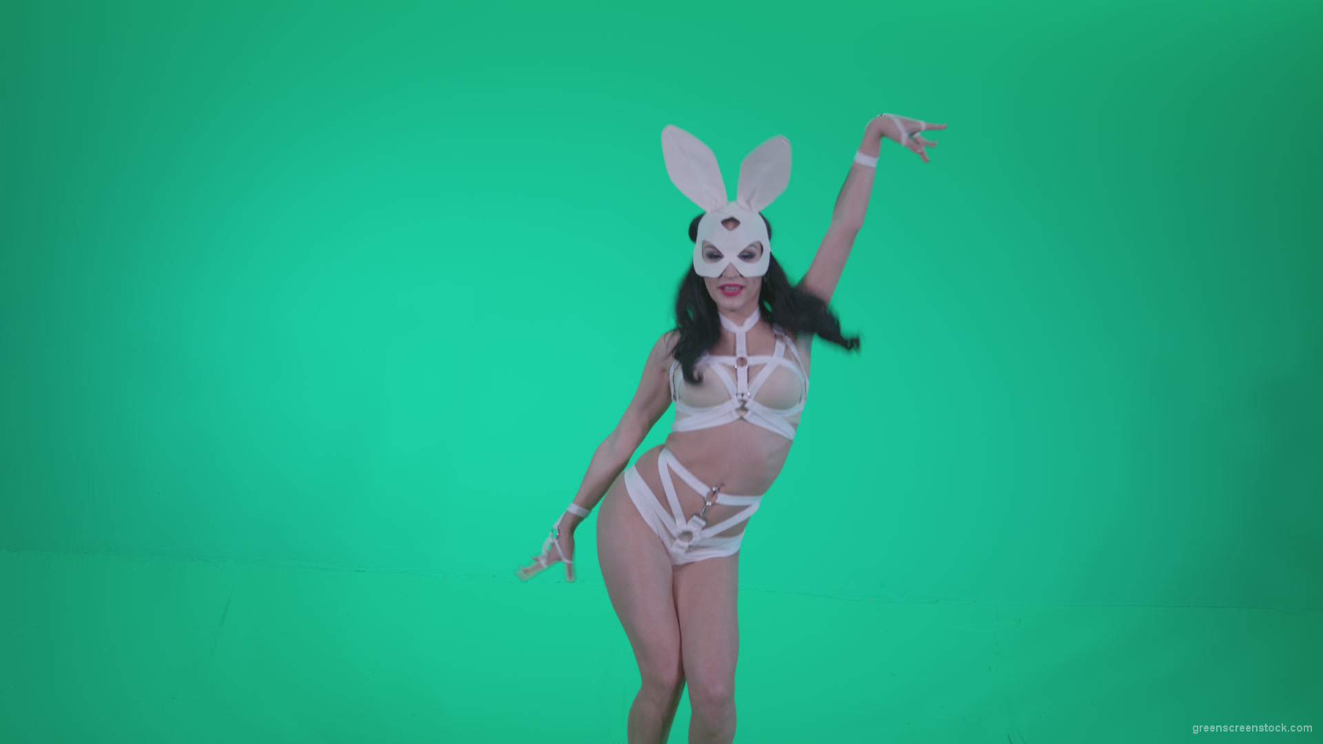 Go-go-Dancer-White-Rabbit-m9-Green-Screen-Video-Footage_006 Green Screen Stock
