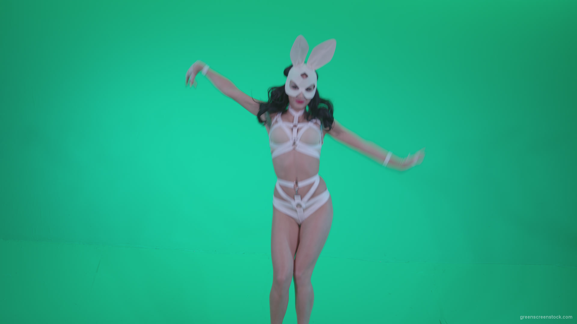 Go-go-Dancer-White-Rabbit-m9-Green-Screen-Video-Footage_007 Green Screen Stock