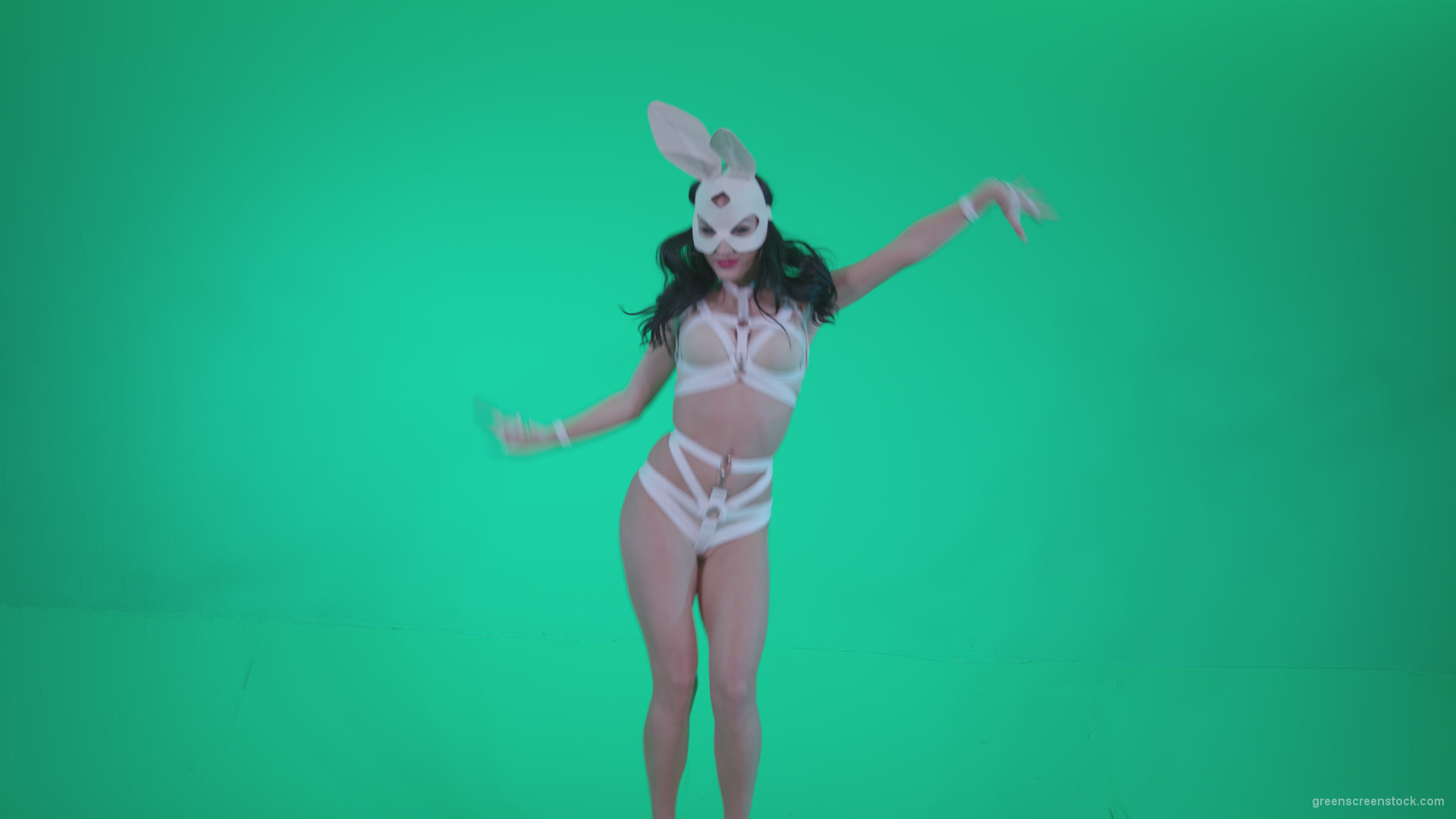 Go-go-Dancer-White-Rabbit-m9-Green-Screen-Video-Footage_009 Green Screen Stock