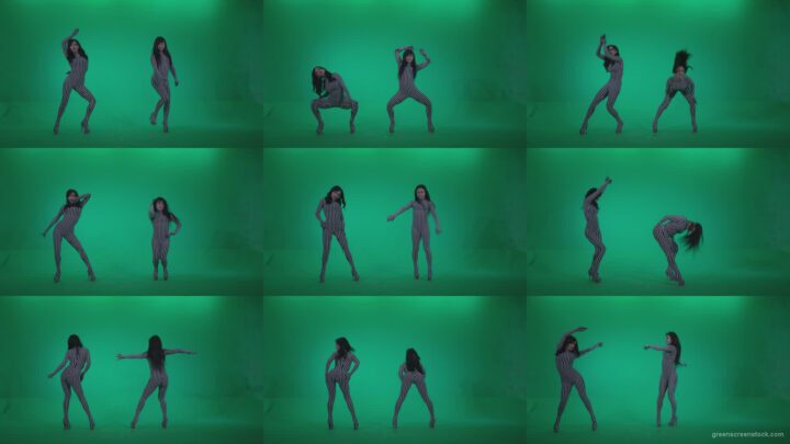 Go-go-Dancer-White-Stripes-s1-Green-Screen-Video-Footage Green Screen Stock