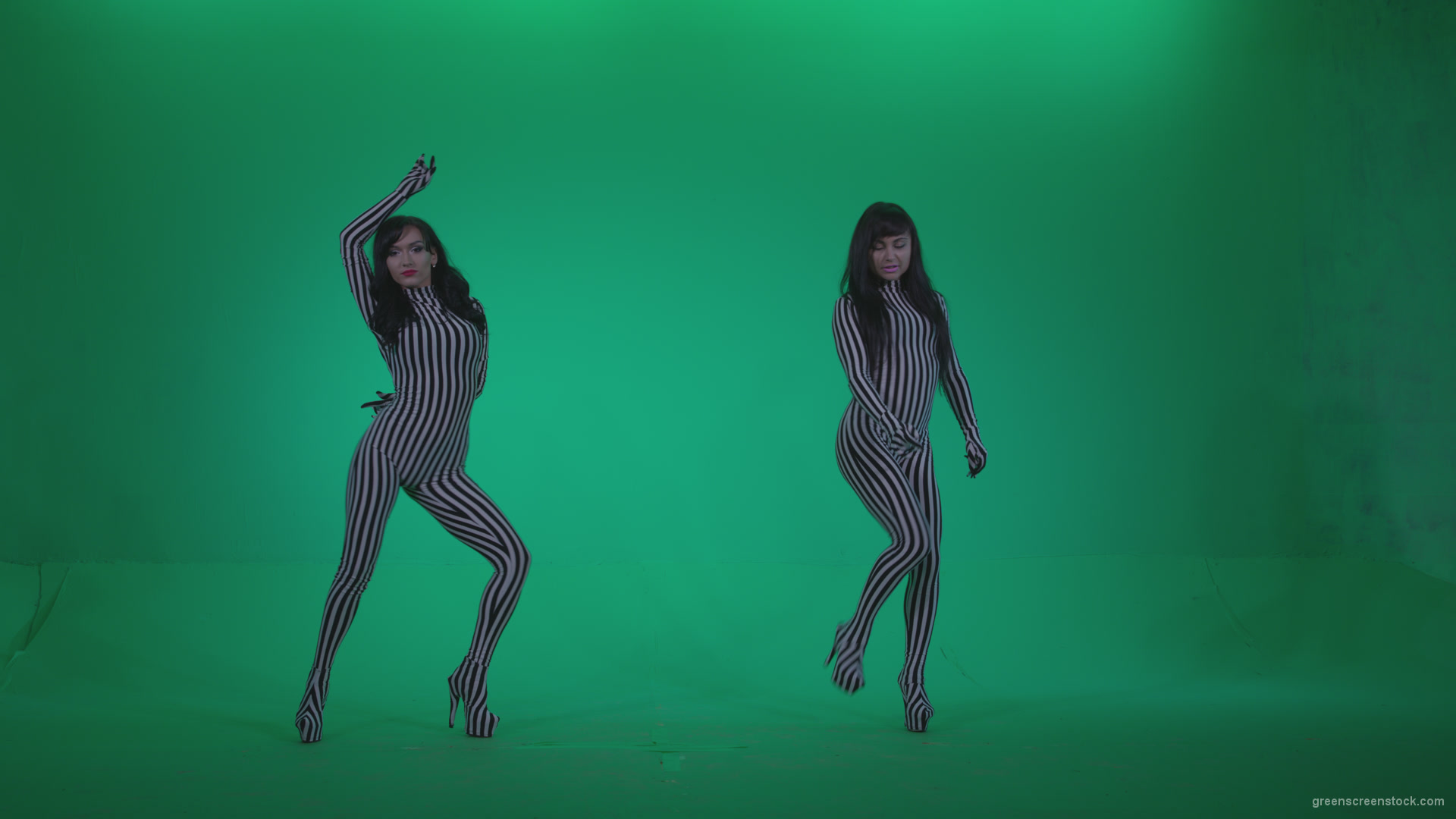 Go-go-Dancer-White-Stripes-s1-Green-Screen-Video-Footage_001 Green Screen Stock