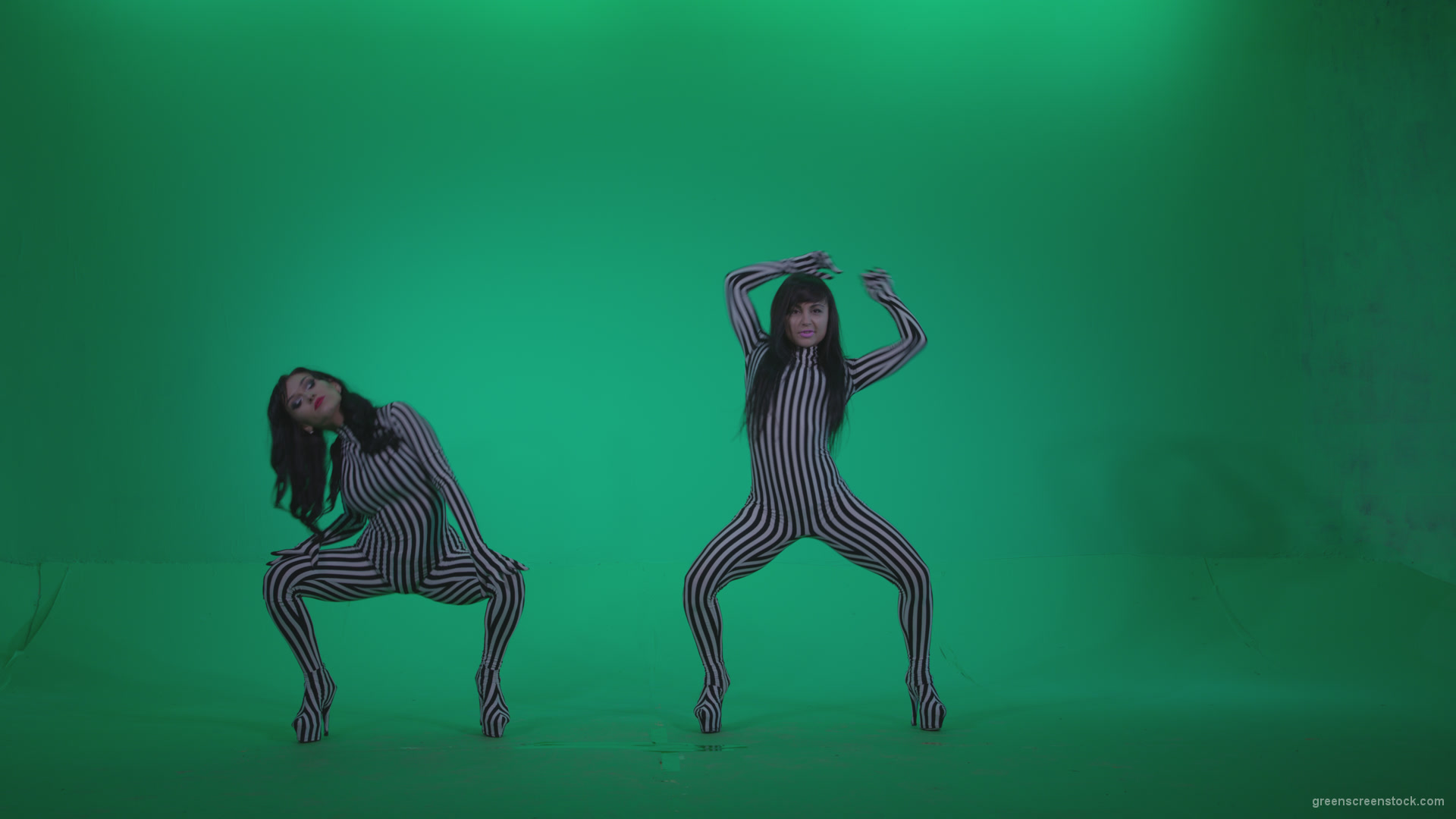 Go-go-Dancer-White-Stripes-s1-Green-Screen-Video-Footage_002 Green Screen Stock