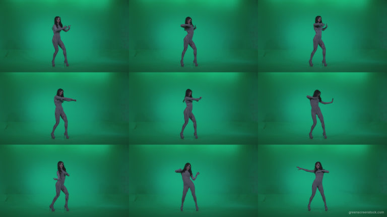 Go-go-Dancer-White-Stripes-s10-Green-Screen-Video-Footage Green Screen Stock