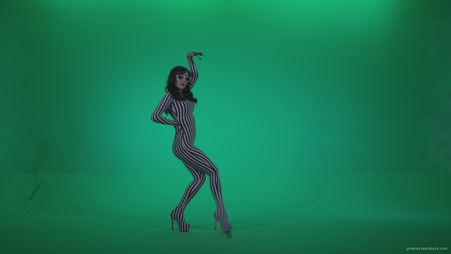 Go-go-Dancer-White-Stripes-s11-Green-Screen-Video-Footage_009 Green Screen Stock