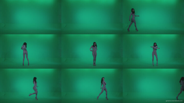 Go-go-Dancer-White-Stripes-s12-Green-Screen-Video-Footage Green Screen Stock