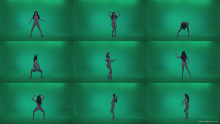 Go-go-Dancer-White-Stripes-s2-Green-Screen-Video-Footage Green Screen Stock