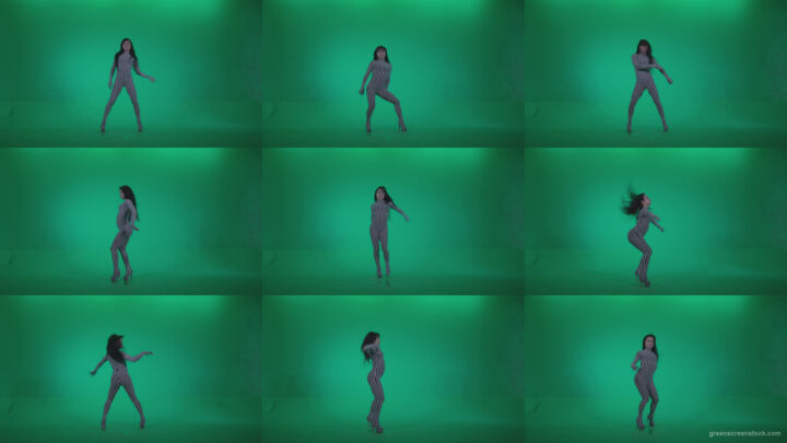 Go-go-Dancer-White-Stripes-s4-Green-Screen-Video-Footage Green Screen Stock