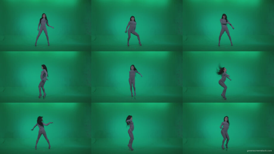Go-go-Dancer-White-Stripes-s4-Green-Screen-Video-Footage Green Screen Stock