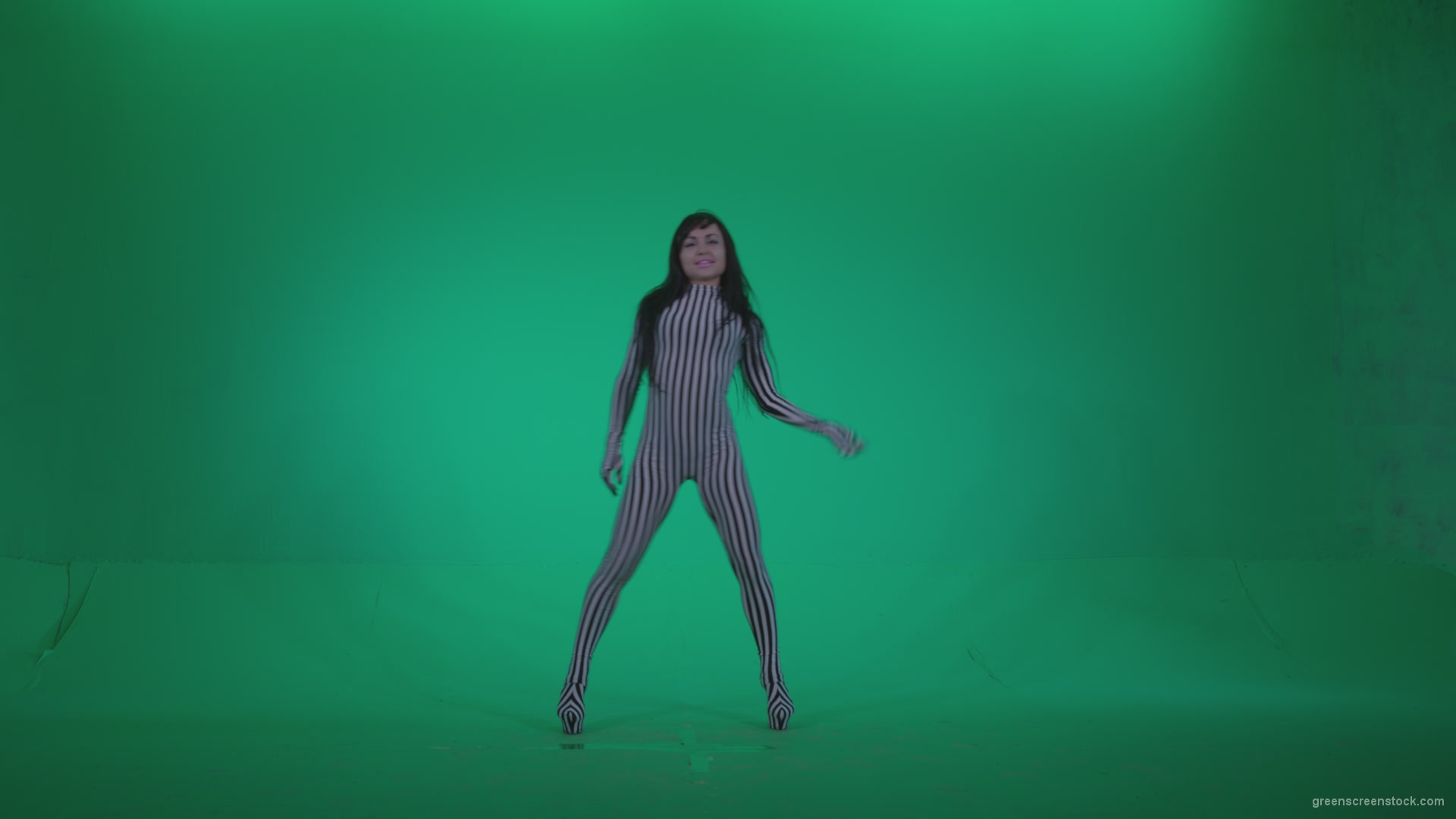 Go-go-Dancer-White-Stripes-s4-Green-Screen-Video-Footage_001 Green Screen Stock