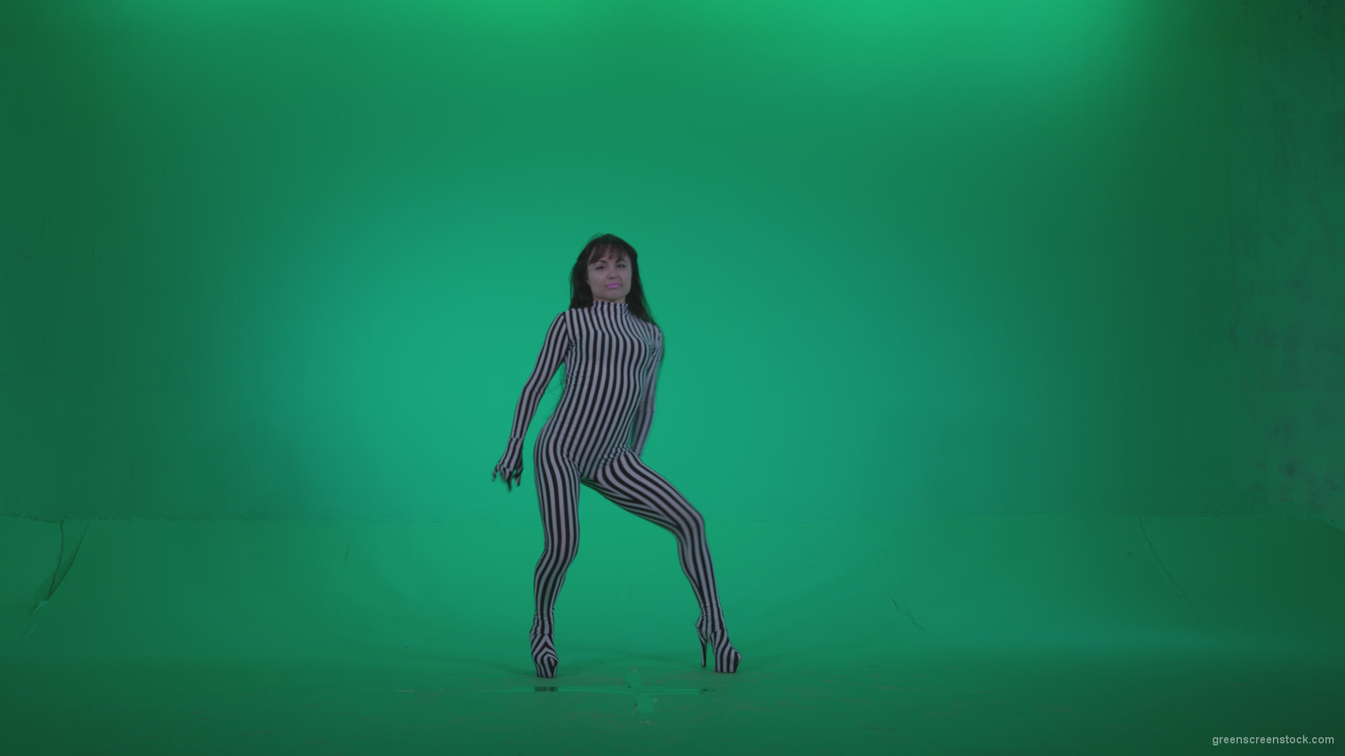 Go-go-Dancer-White-Stripes-s4-Green-Screen-Video-Footage_002 Green Screen Stock