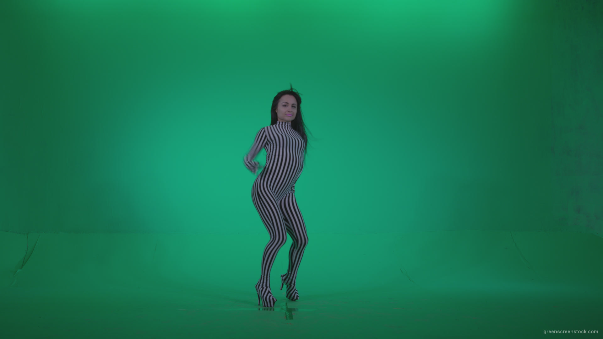 Go-go-Dancer-White-Stripes-s4-Green-Screen-Video-Footage_009 Green Screen Stock