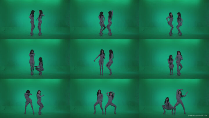 Go-go-Dancer-White-Stripes-s5-Green-Screen-Video-Footage Green Screen Stock