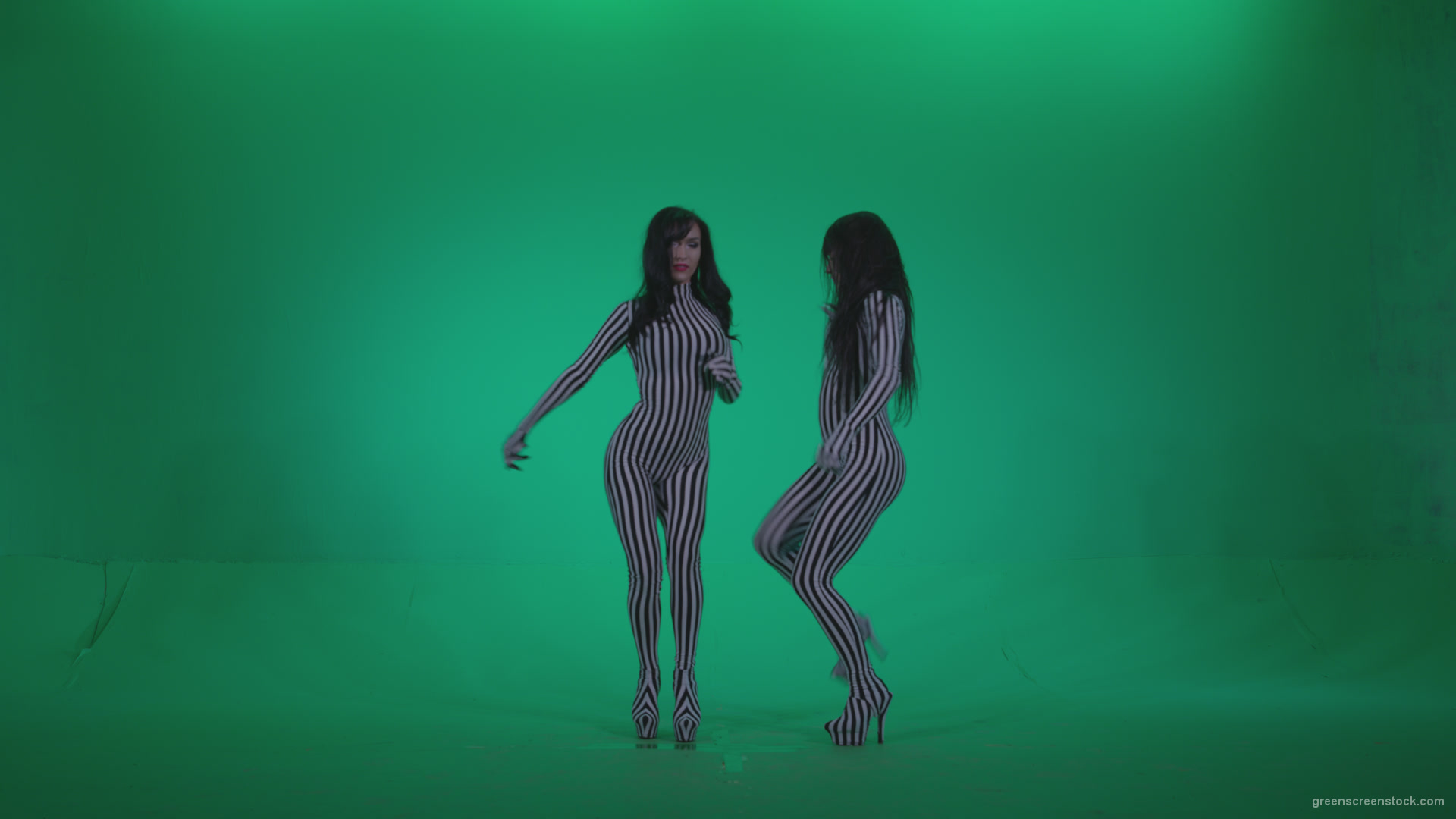 Go-go-Dancer-White-Stripes-s5-Green-Screen-Video-Footage_005 Green Screen Stock