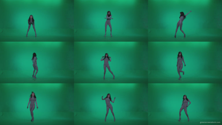Go-go-Dancer-White-Stripes-s8-Green-Screen-Video-Footage Green Screen Stock