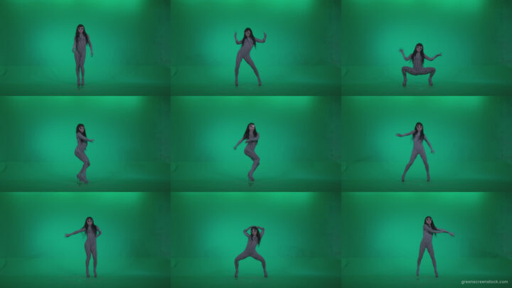 Go-go-Dancer-White-Stripes-s9-Green-Screen-Video-Footage Green Screen Stock