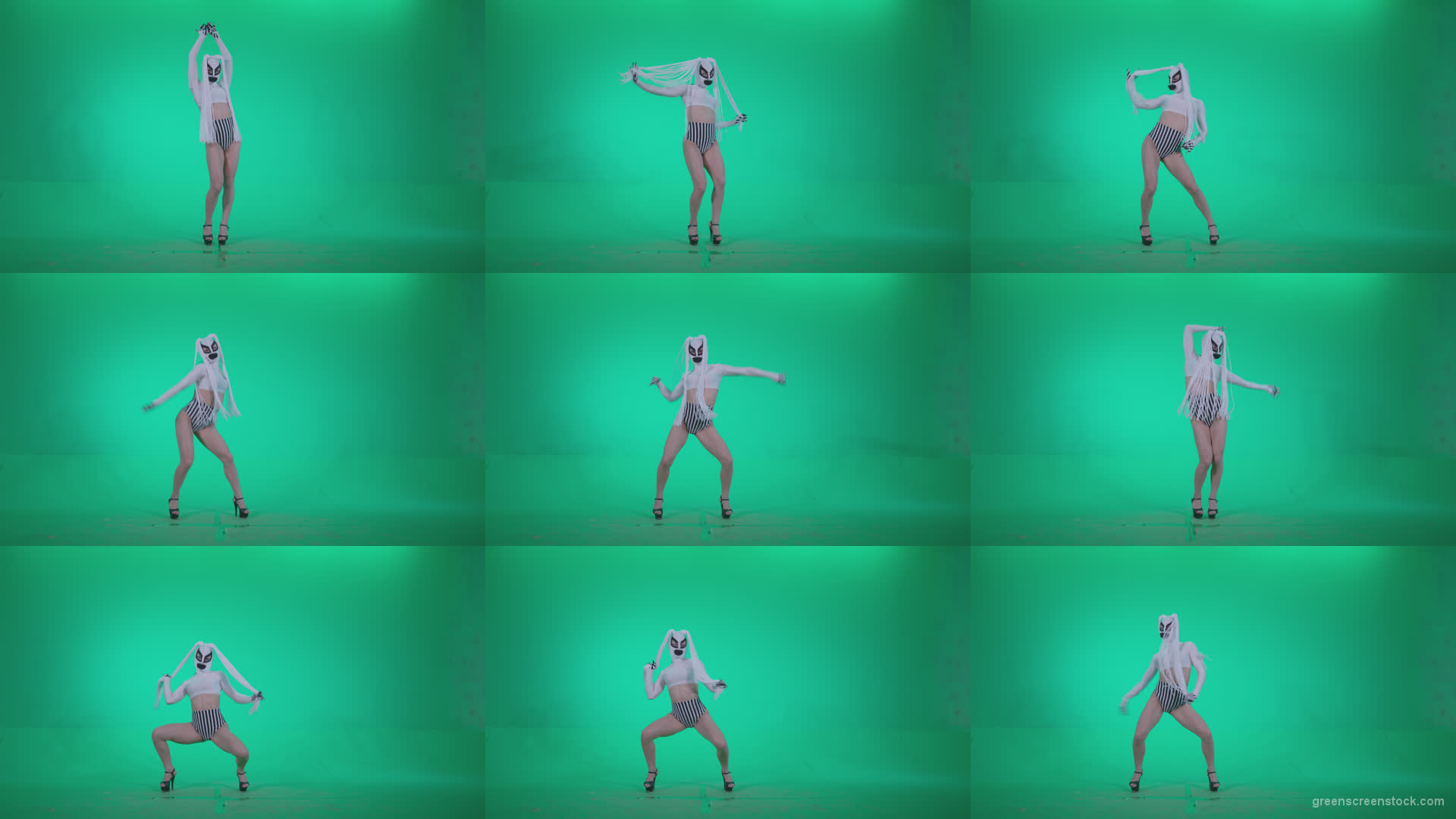 Go-go-Dancer-with-Latex-Top-t1-Green-Screen-Video-Footage Green Screen Stock