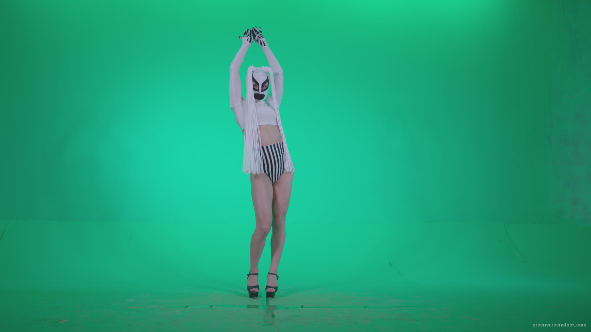 Go-go-Dancer-with-Latex-Top-t1-Green-Screen-Video-Footage_001 Green Screen Stock