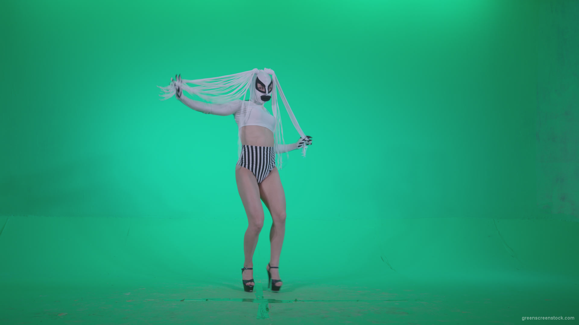 Go-go-Dancer-with-Latex-Top-t1-Green-Screen-Video-Footage_002 Green Screen Stock