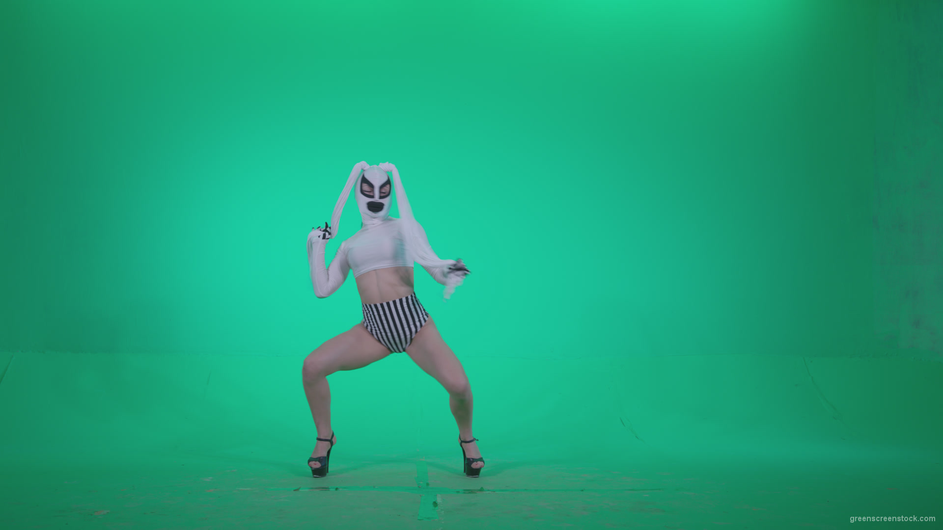 Go-go-Dancer-with-Latex-Top-t1-Green-Screen-Video-Footage_008 Green Screen Stock