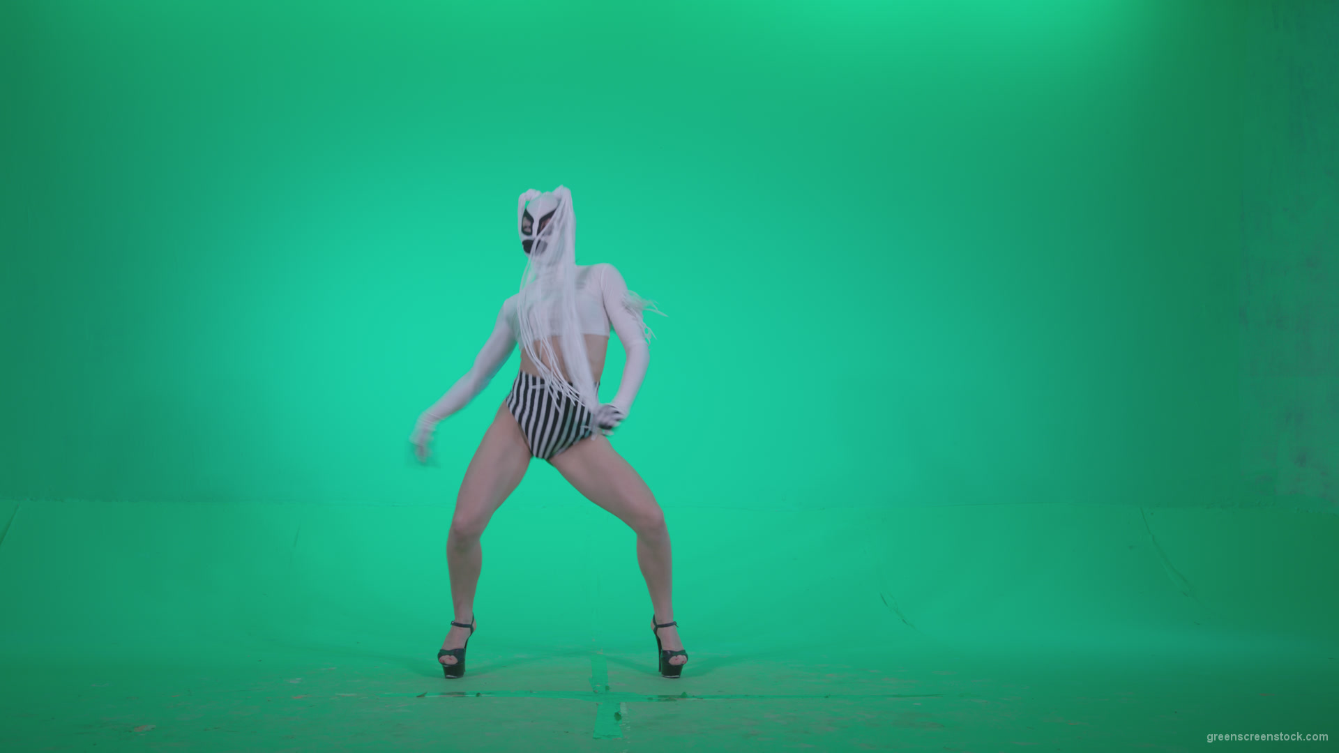Go-go-Dancer-with-Latex-Top-t1-Green-Screen-Video-Footage_009 Green Screen Stock