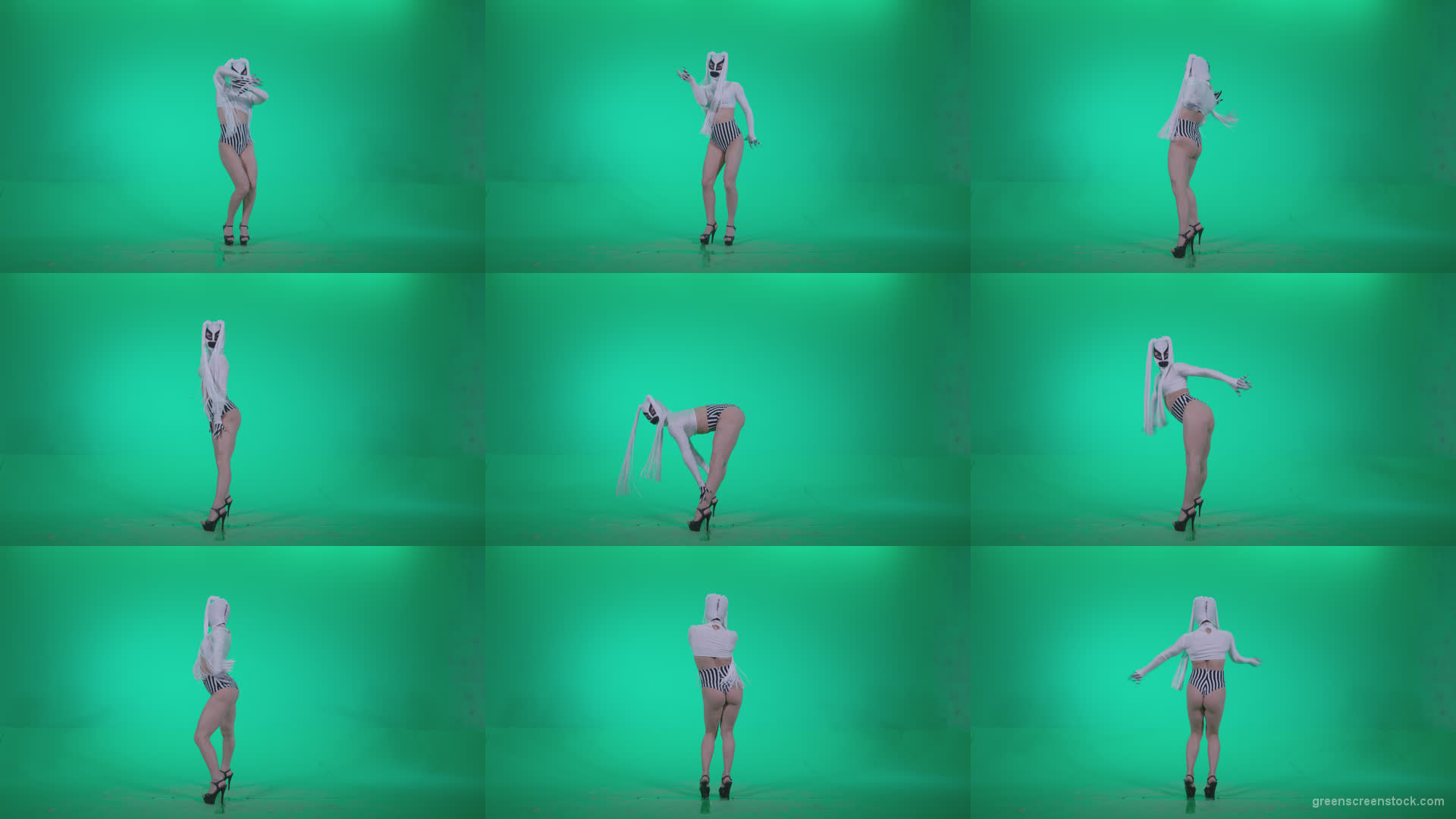 Go-go-Dancer-with-Latex-Top-t2-Green-Screen-Video-Footage Green Screen Stock