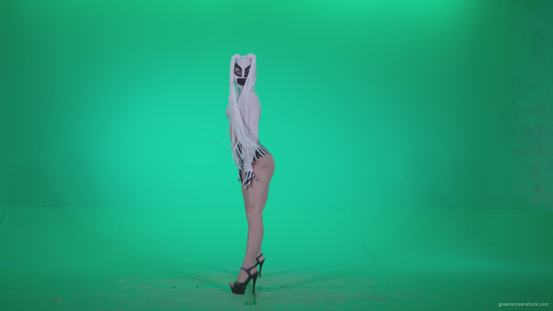 Go-go-Dancer-with-Latex-Top-t2-Green-Screen-Video-Footage_004 Green Screen Stock