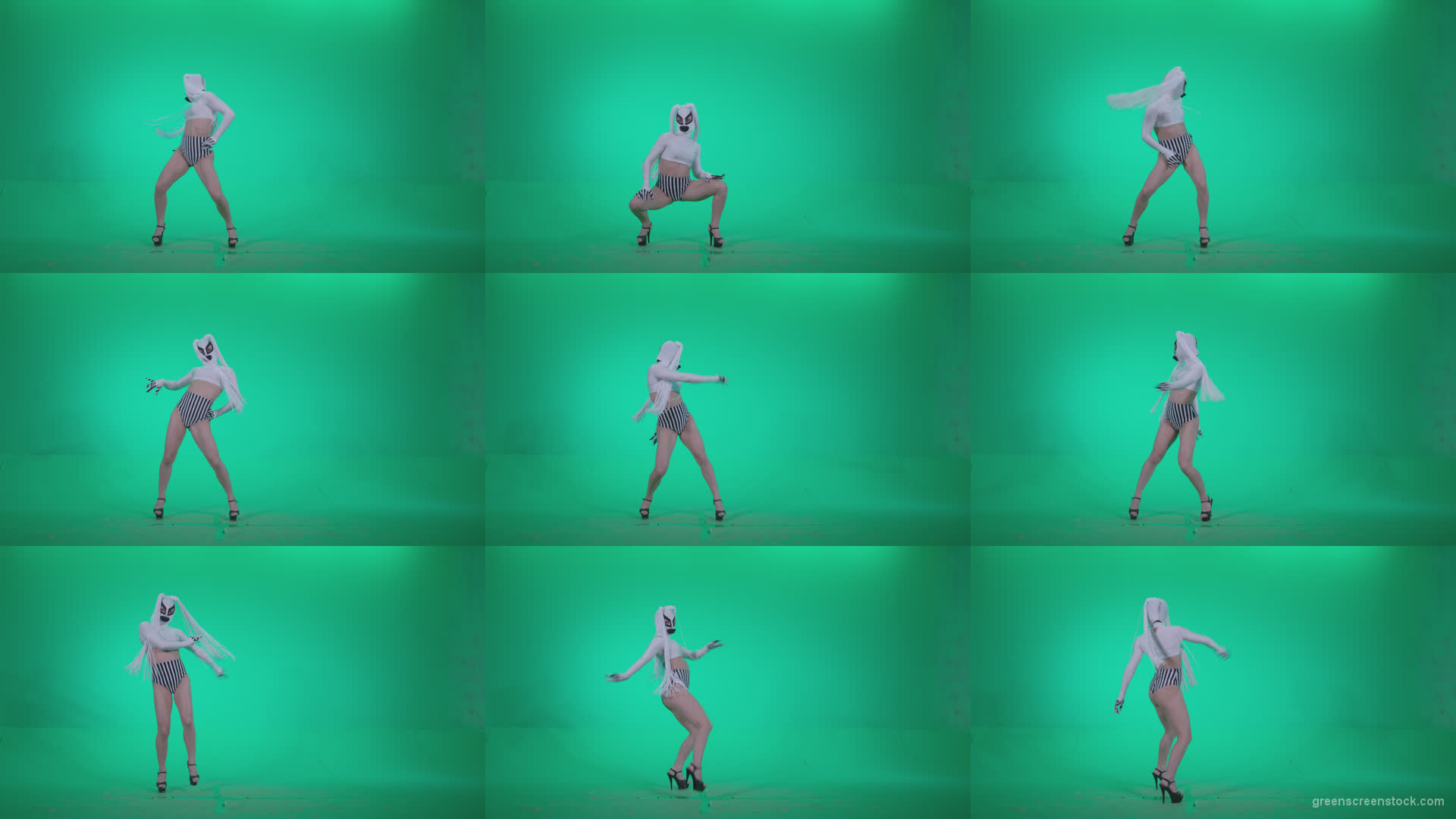Go-go-Dancer-with-Latex-Top-t7-Green-Screen-Video-Footage Green Screen Stock