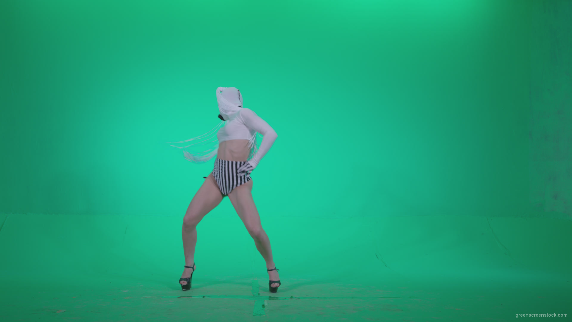 Go-go-Dancer-with-Latex-Top-t7-Green-Screen-Video-Footage_001 Green Screen Stock