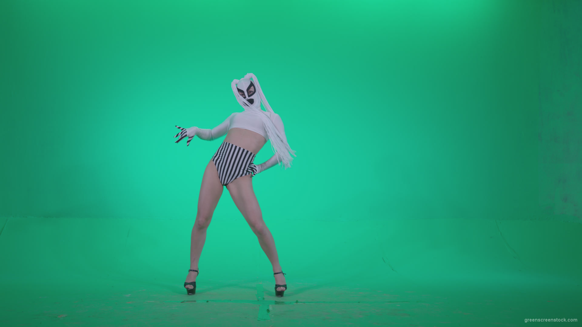 Go-go-Dancer-with-Latex-Top-t7-Green-Screen-Video-Footage_004 Green Screen Stock
