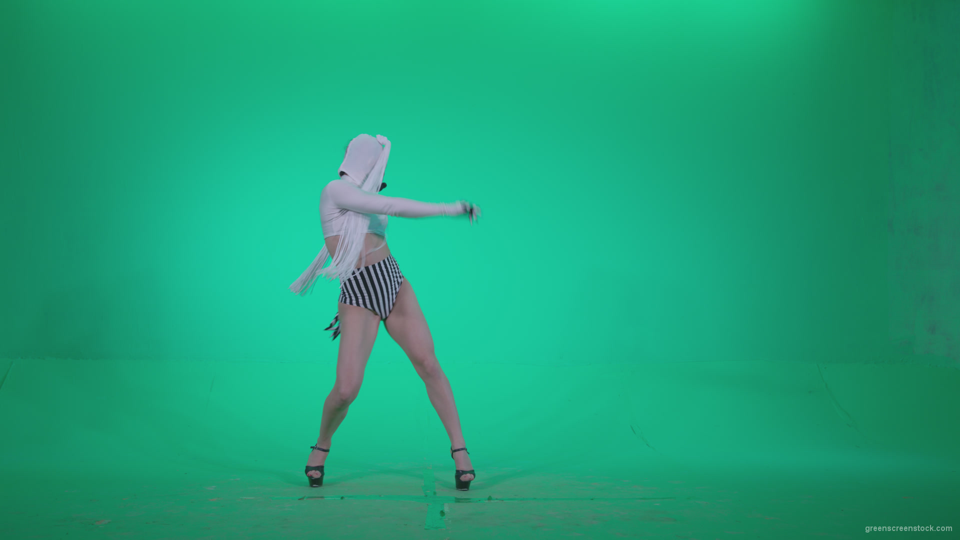 Go-go-Dancer-with-Latex-Top-t7-Green-Screen-Video-Footage_005 Green Screen Stock